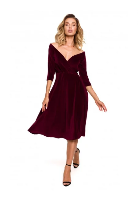 Миди рокля - Памук - Розово