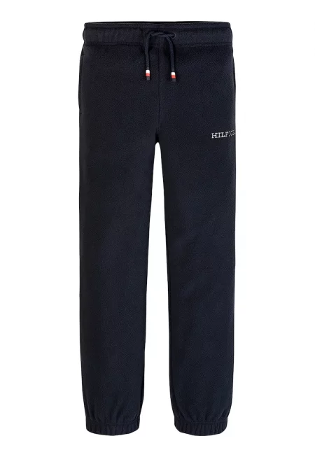 Панталон с връзка и лого - Тъмносин