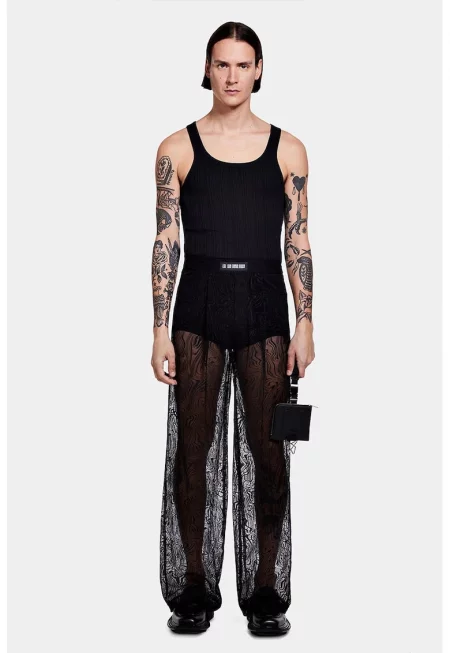 -Панталони image от уголемена дантела - Черен