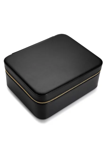 Пътна бижутерска кутия от еко кожа - Черен