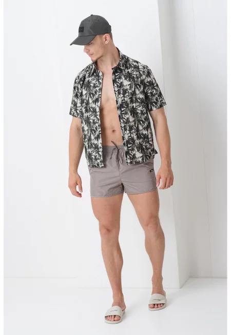 Плувни шорти с джобове встрани - Сиво-кафяв