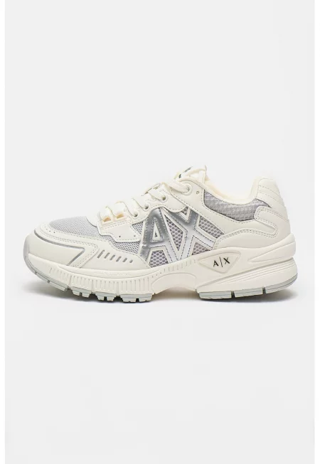 Полускосени спортни обувки със синтетика - Мръснобял/Сребрист