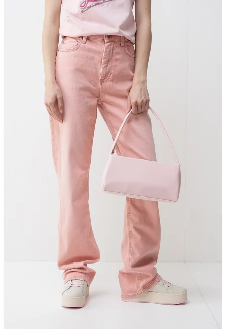 Прави дънки с висока талия - Розово