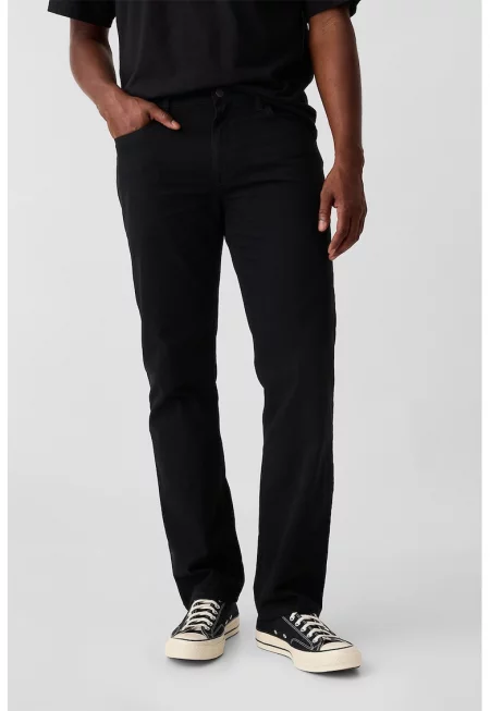 Прави дънки със средновисока талия - Черен