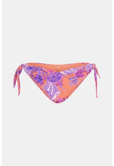 Printed Side-Tie Bathing Panties - Оранжев/Лилав