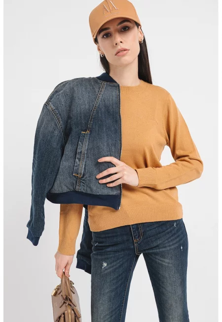 Пуловер с вълна - Оранжев