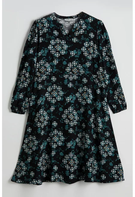 Разкроена флорална миди рокля