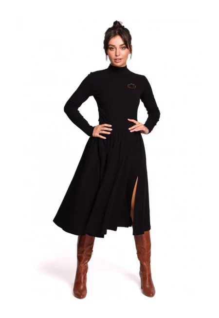 Разкроена пола - Памук - Еластан - Черна