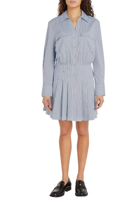 Разкроена рокля-риза - Бял/Ментово зелено