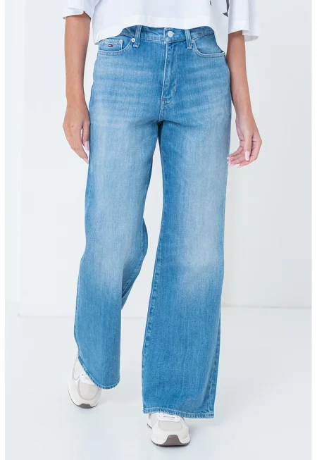 Разкроени дънки Bella с висока талия - Светлосин