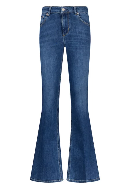 Разкроени дънки с висока талия - Син