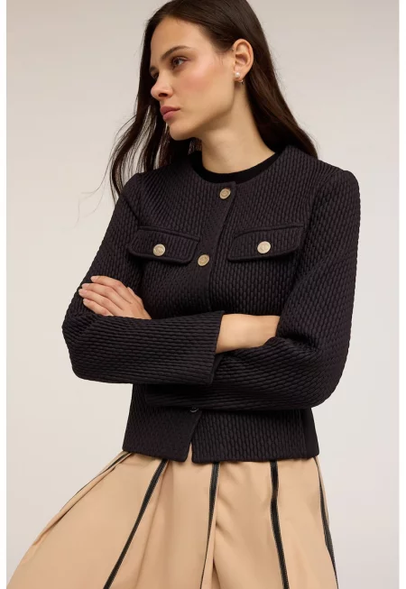 Релефно яке с капси - Черен