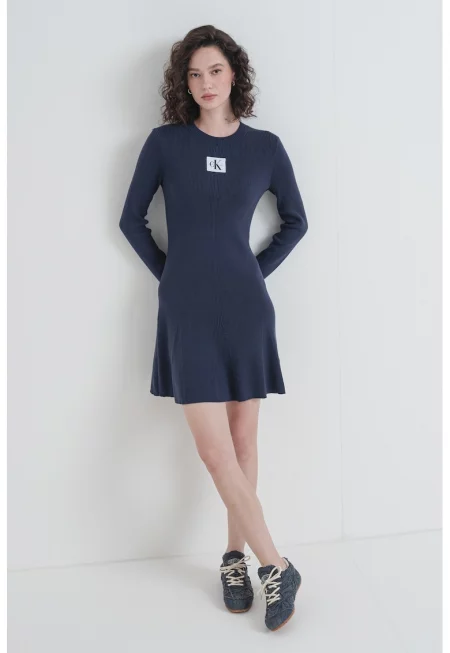 Рипсена рокля с лого - Въглен сиво