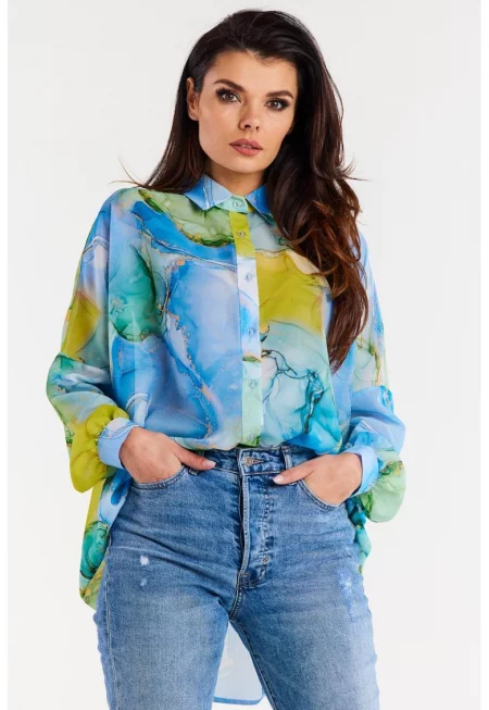 Риза A513 Елегантна с дълъг ръкав