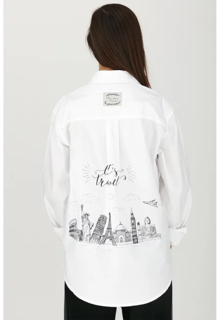 Риза със свободна кройка и принт