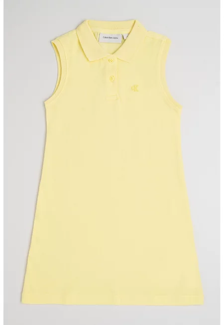 Рокля с памук без ръкави - Жълт