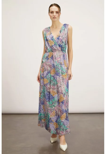 Рокля с пайети и принт