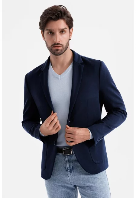 Сако с пришити джобове - Тъмносин