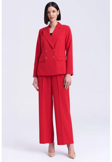 Сако с раздвоен ревер и джобове с капаче 1 - Червен