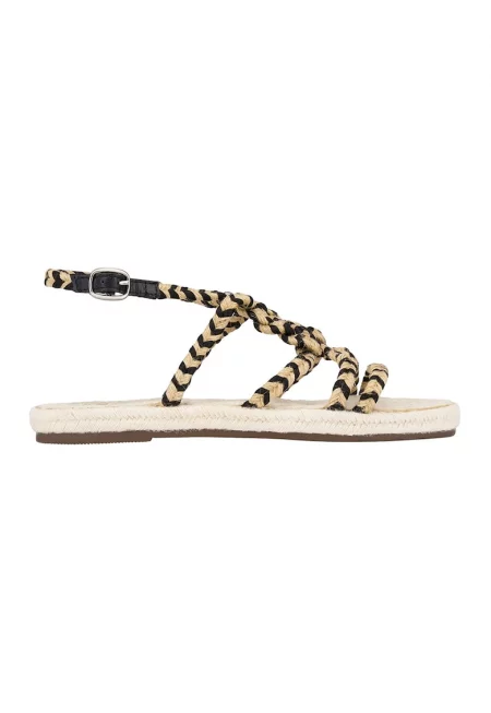 Сандали тип еспадрили Yucatan със сплетени каишки - Черен/Камел