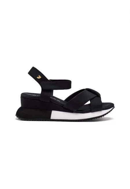 Скосени сандали с велкро - Черен