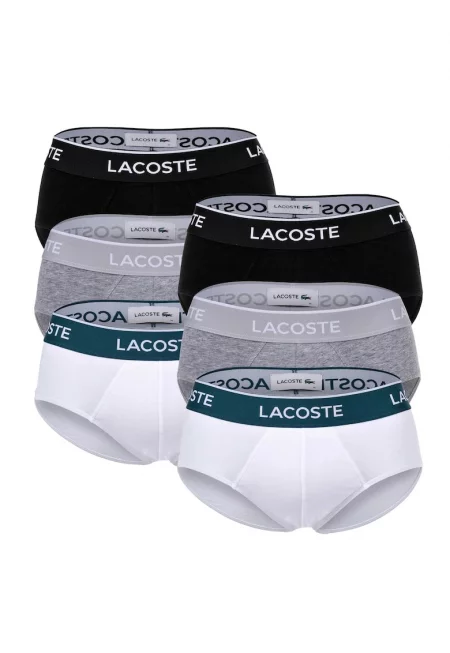 Слипове с лого на талията - 6 чифта - Бял/Черен/Сив