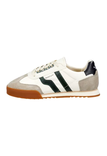 Спортни обувки от велур и текстил с лого - Черен/Мръснобял/Сиво-бежов