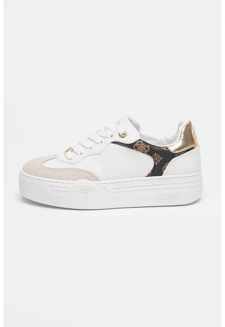 Спортни обувки с монограми - Бял/Златист