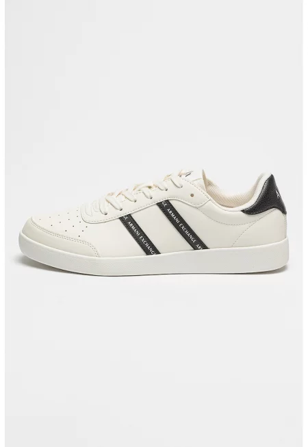 Спортни обувки с нисък профил и лого - Черен/Мръснобял