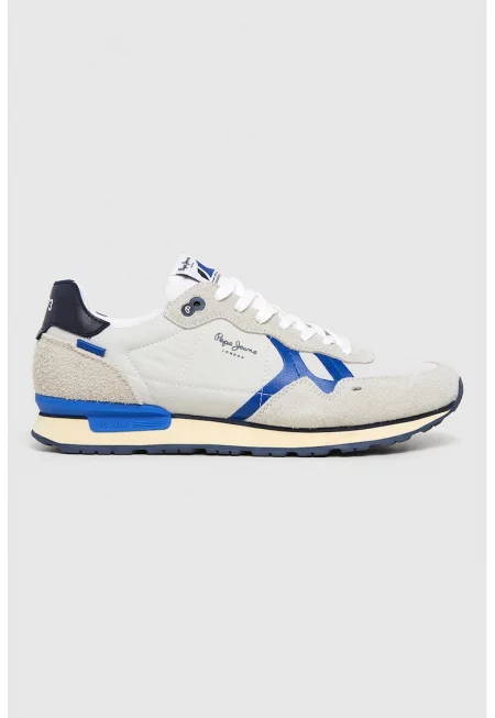 Спортни обувки с велур - Светло сив/Кралско Синьо