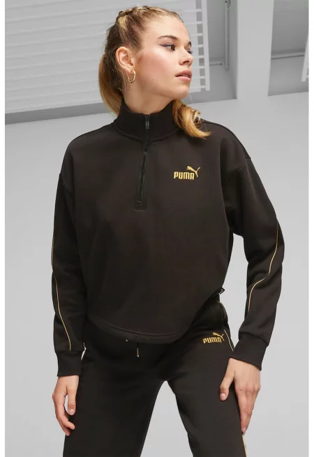 Суитшърт Essentials Minimal Gold с паднали ръкави и цип