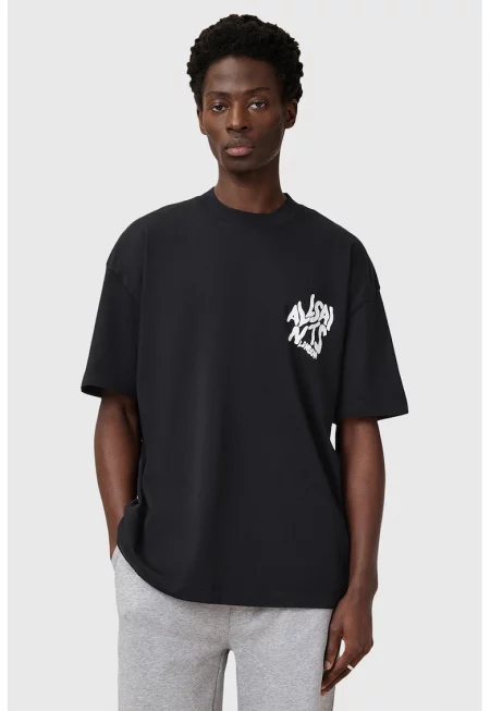 Свободна памучна тениска Orlando с лого - Черен