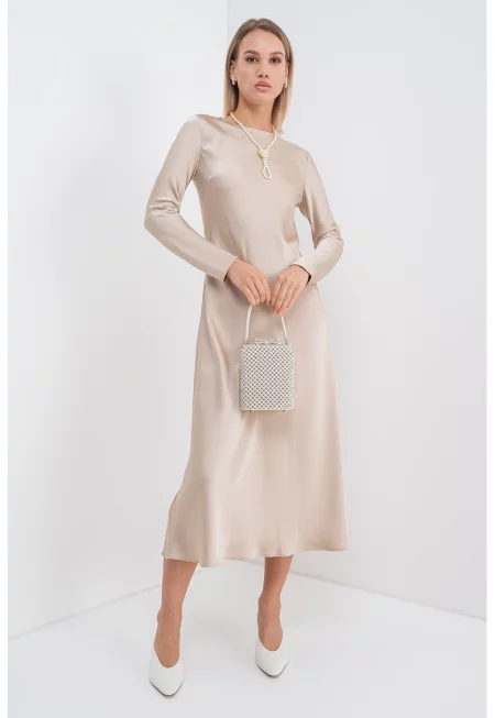 Свободна рокля - Светло бежово