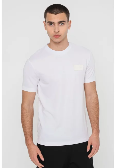 Тениска с лиосел с лого - Бял