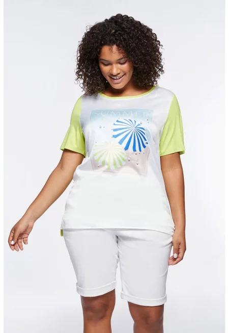 Тениска с мъниста и принт