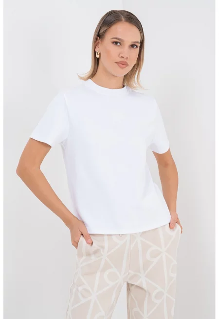 Тениска с овално деколте - Бял