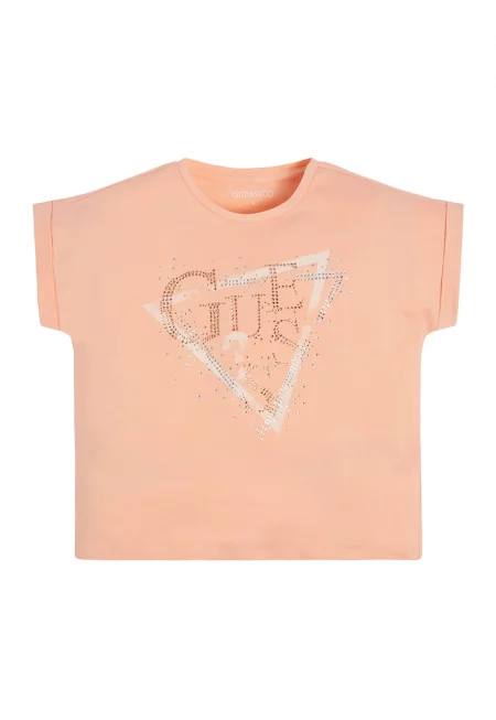 Тениска с овално деколте и декоративни камъни