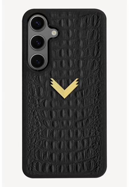 Унисекс кожен калъф за Samsung Galaxy S24 Plus - Черен