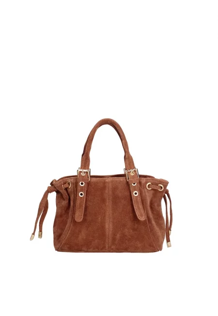 Велурена чанта за рамо Elara с цип