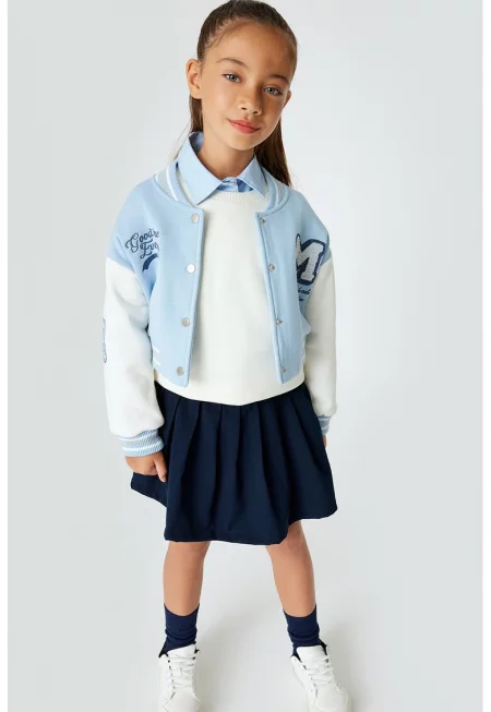 Яке College с капси - Бял/Светлосин