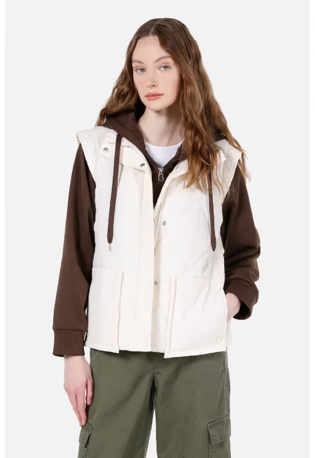 Яке с качулка и капси - Мръснобял