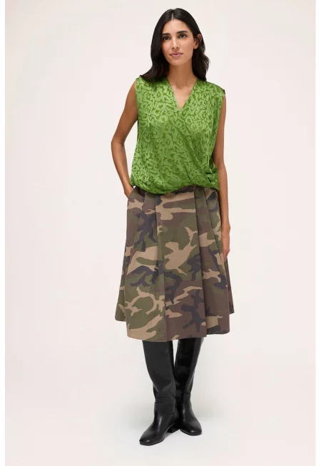 Застъпена блуза с принт - Светлозелен