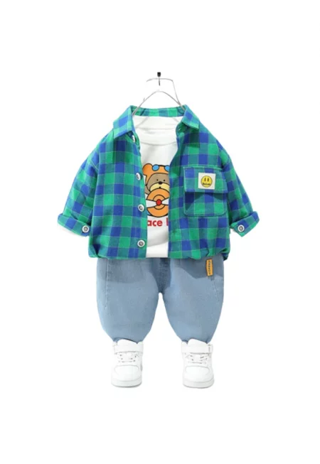 Зелен кариран костюм за момчета