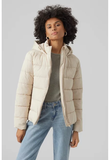 Зимно яке с качулка - Слонова кост