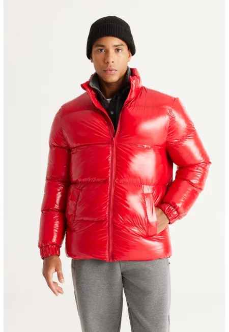 Зимно яке с капитониран дизайн - Червен