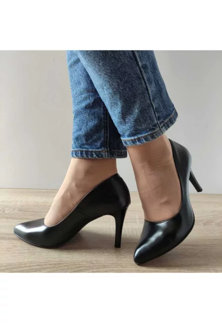 3527 черни елегантни дамски обувки - черни