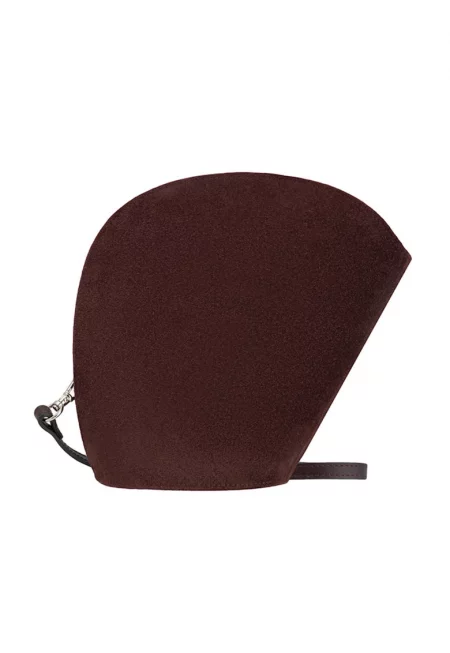 Асиметрична чанта през рамо от кожа и велур - Бордо
