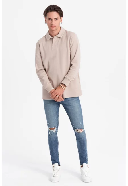 Блуза с памук с яка