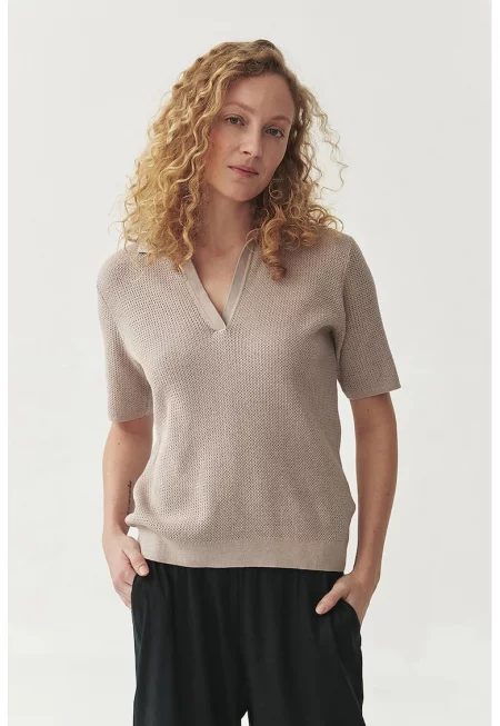 Блуза Sonar с коприна - Светло кафяво