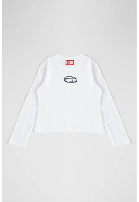 Блуза Tivalsyls с овално деколте и лого - Бял